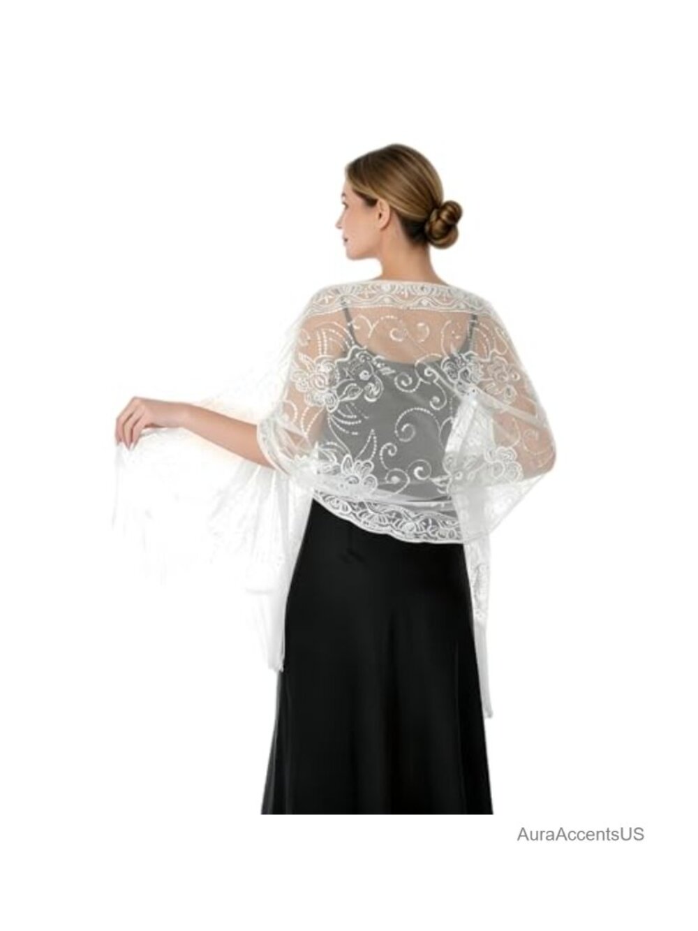 Sequin Floral Lace Fringe Shawl Wrap Evening Party Bride